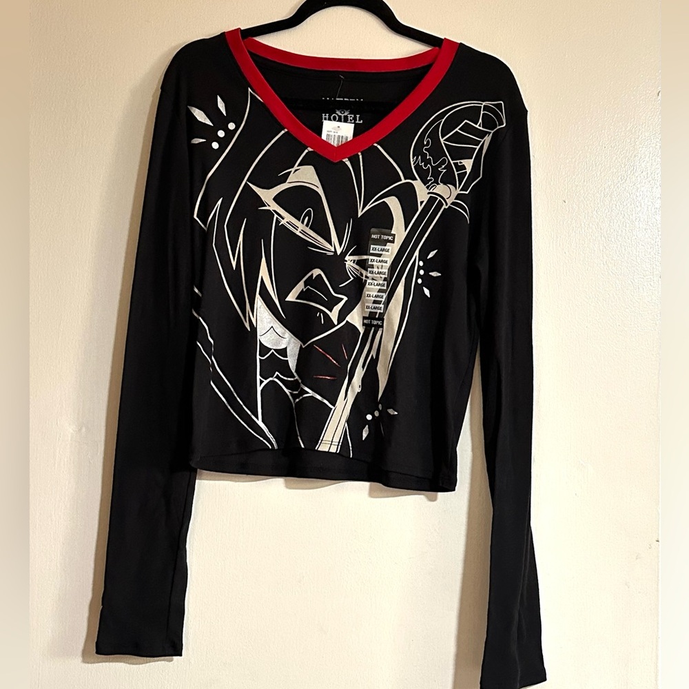 Hazbin Hotel Lute Graphic Girls Long Sleeve Crop Top XXL - Picture 2 of 6